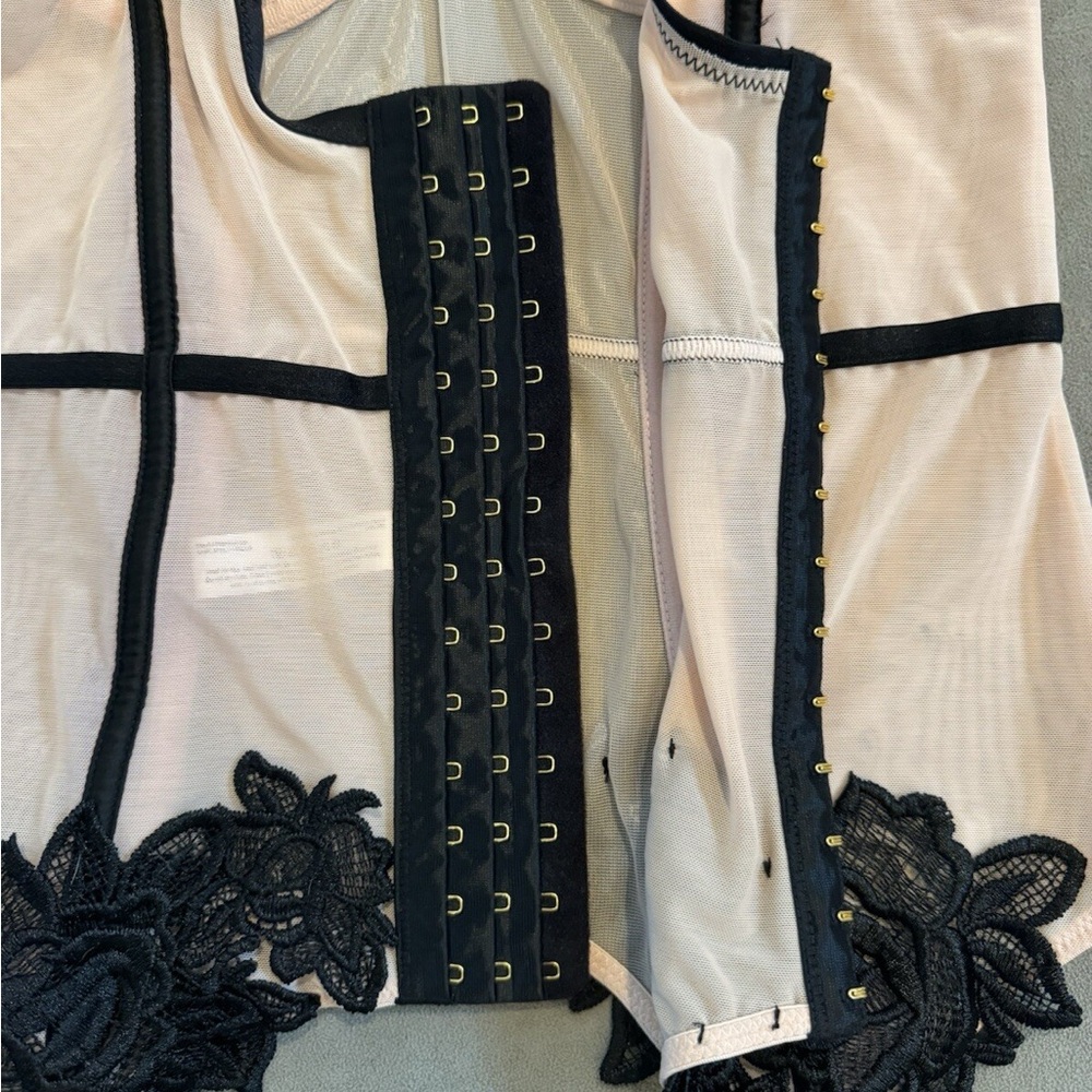 Hustler Hollywood Blush Sheer Chemise with Black Floral Lace - Picture 5 of 5